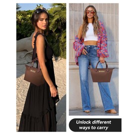 BOJLY Tote Bag for Women, Waterproof Multifunctional Mini Handbag, Lightweight Simple Crossbody Bag Shoulder Bag Small Purse Russet