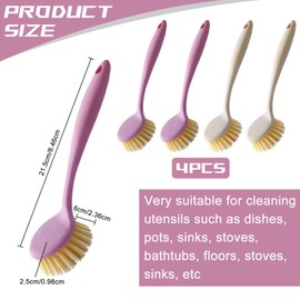 CZAYEFNH Washing Up Brush, Pack of 4 Washing Up Brushes, Kitchen Brush with Robust Bristles, Suitable for Dishes, Pots, Pans, Washing Up Brush, Cup Brush