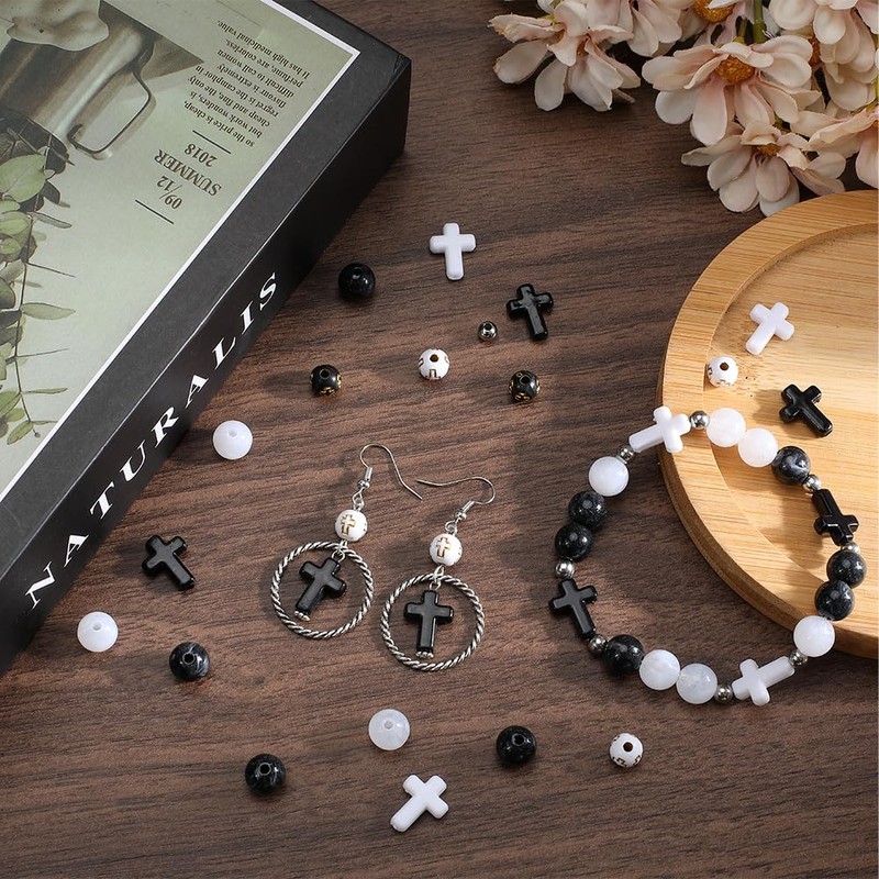 SUNNYCLUE 1 Box 220Pcs Acrylic Cross Charm Plastic Cross Charms