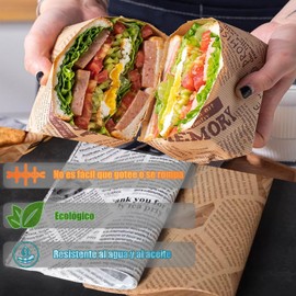 Papel Encerado para Alimentos, 100 Hojas Grado Alimenticio, Impermeable y Absorbe la Grasa, Envoltura de Alimentos, Inodoro, Apto para Comida Rápida y Aperitivos (Amarillo)