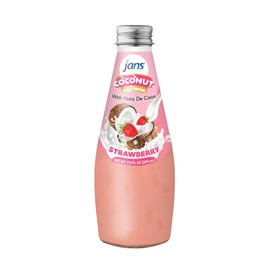 JANS - COCONUT MILK DRINK (with NATA DE COCO) STRAWBERRY 9.8 OZ (Pack of 1, Strawberry)