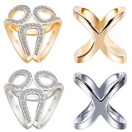 Pack of 4 Scarf Rings, Golden Scarf Buckle, Fashionable Scarf Clips, Scarf Closure Ring, Neckerchief Clip, Metal Scarves Buckle, Scarf Ring Clip, Used for Women's Scarves and Silk Scarves, Zinc, No