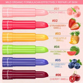 Hinourisha 6 pcs Hydrating Lip Balm Set, Feuchtigkeitsspendende Lippenmaske, Fruchtiger Lippenstift Set für Trockene, Rissige Lippen, Lang Anhaltender Lippenbalsam Geschenkset