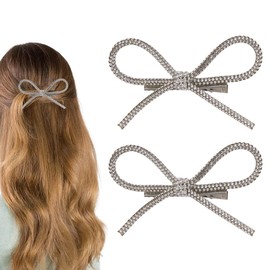 Rhinestone Bow Hair, Pack of 2 Crystal Bow Hair Clips, Crystal Bow Hair Clips, Butterfly Hair Clips, Glitter Hair Clip, Rhinestone, Rhinestone Hair Clips, Bows, Crystal Bow Hair Clip, Silver