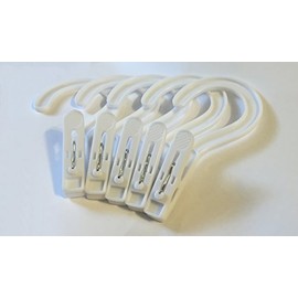 Melvado Laundry Hanger Hooks | Strong Plastic Solid Metal Spring | Lightweight, Convenient Clothing Pins To hang and Dry Wet Clothes | For Home Use or Travel | Economy 12 Pack | White