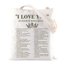 BAUNA Romantasy Booktok Tote Bag Fourth Wing Reusable Grocery Shopping Bag Dragon Rider Handbag (Love You Crown Tote)