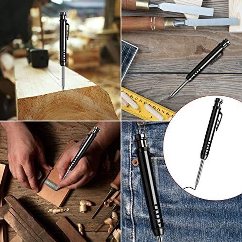 2pcs Construction Pencils with Sharpener, Solid Pencil with 32pcs Woodworking