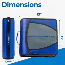 Case-it Mighty Zip Tab School Zipper Binder | 3-Inch O-Rings, 600-Sheet Capacity, 5-Subject Expanding File Folder, Multiple Pockets & Storage Organizer, Shoulder Strap | D-146 Midnight Blue
