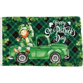Probsin Probsin St Patricks Day Flag 3x5 Ft Double Printed Irish Banner Shamrocks Plaid Buffalo Truck Irish Backdrop Holiday Decorations Party Supplies Wall Decor for Outdoor Indoor Garden Home House Garage