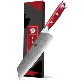 WILDMOK Kiritsuke Knife 8.5 inch, Razor Sharp Vegetable Cleaver, Japanese Chef Knife Damascus Steel, Multipurpose Professional Chef Knife, Ergonomic Resin Handle with Gift Box