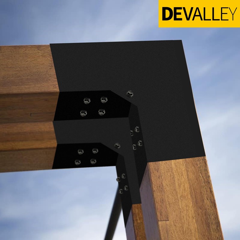 DEVALLEY 2-Way Pergola Brackets Kit, DIY L-Shaped Woodwork Brackets for