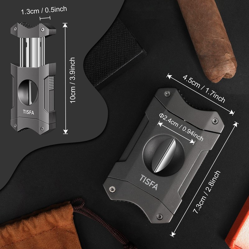 TISFA Cigar Cutter V-Cut, Stainless Steel Guillotine Sharp Cut Blade