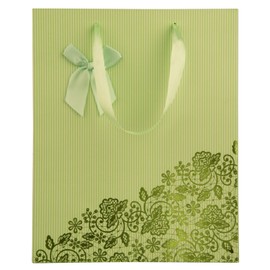 SumacLife 4PCS Mint Flowers and Bow Small Paper Gift Bags Christmas Party Birthday Wedding Shopping Bag