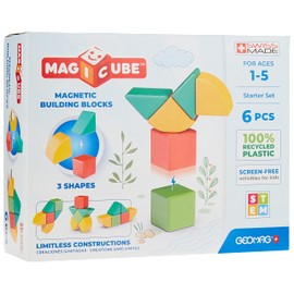GEOMAG Magnetic Toys | Magnets for Kids | 6 Pieces | Magicube Shapes Starter Set | Early Learning STEM Educational Building Blocks | Recycled Plastic | Ages 1 - 5