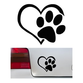 SHMZK Pet Dog Paw Print Car Decal, 4.6"×3.7" Love Heart Dog Paw Car Sticker, Waterproof Cute Pet Puppy Paw Print Decal for Auto Window Bumper Laptops, Car Decorative Sticker Accessories (Black)