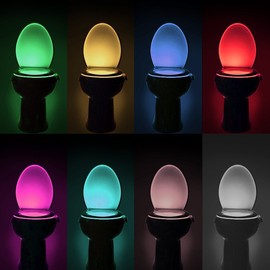 LightBowl Toilet LED Nightlight by Wally's, Motion Activated, Fits Any Toilet, 8 Colors in One Light.