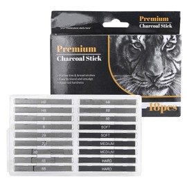 18 Pieces Charcoal Sticks, Graphite Stick, Square Compressed Charcoal Sticks, Charcoal Pencils for DIY Drawing Crafts, Sketching, Shading, Beginners and Artists, Charcoal Art Drawing Set