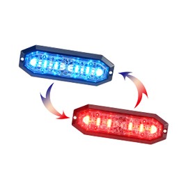 Unicorn Lighting UT01 Surface Mount Warning Emergency Strobe Grille Light Head [SAE class 1] [Dual Color] [IP68] for Police and Tow Truck Construction Vehicle A/B/R/W (Blue/Red, 6 + 6 LED)