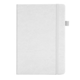 A5 Lined Notebook Portable PU Leather Hardcover Notebook with Elastic Strap for Business School White