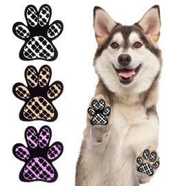BEAUTYZOO Protectores de patas de perro, almohadillas de agarre antideslizantes para perros pequeños, medianos y grandes en suelos de madera dura, pavimento caliente, agarre para perros mayores, protección contra lesiones y soporte para patas, 24 almohad