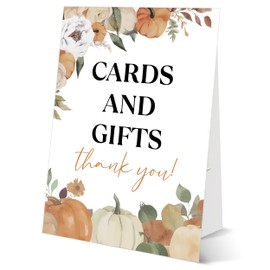 Little Pumpkin Baby Shower Tabletop Sign, Cards and Gifts, Include One 8×11 Sign with holder, Fall Autumn Gender Reveal Party Decoration Supplies - FK02