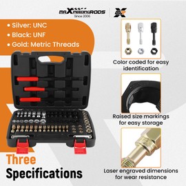 maXpeedingrods 61Pcs Thread Restorer Kit, Rethread Repair Tool, UNC UNF & MetricThread Chaser Set with Thread Pitch Gauge