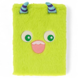 MIJOMA Monster Notebook Set - Fluffy Diary with Plush Cover, 80 Lined Pages, 22 x 15 cm - for Children, School, Travel, Festival (Monster Green)