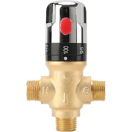 ZLXHDL Thermostatic Mixing Valve, Brass Water Temperature Control Valve, Shower Mixer Valve with G1/2 Inch (DN15) External Connections
