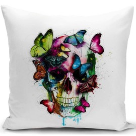 KUNQIAN Cushion Cover Gothic Skull Skeleton Cushion Decoration Gifts for Sofa Cushion Covers Skull Decorative Cushion Couch Cushion Bedroom Living Room Decorative Cushion Couch Sofa Office 45 x 45 cm