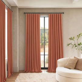Terracotta Blackout Curtains 84 Inch Length 2 Panel Set for Fall Living Room Linen Textured Boho Black Out Western Curtains for Bedroom Darkening Thermal Insulated Drapes Rust Burnt Orange 52x84 Long