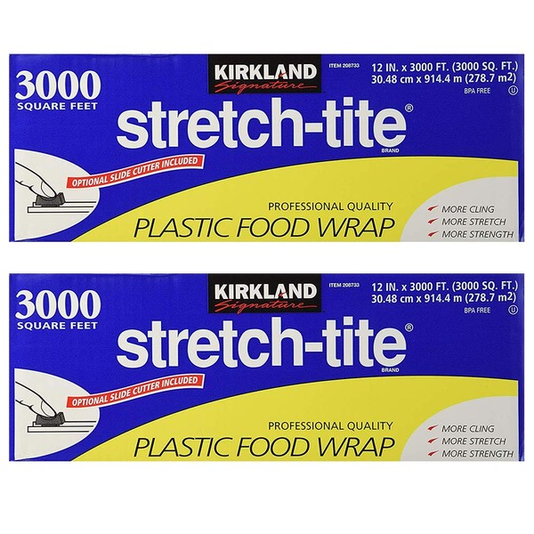 Kirkland Signature Stretch-Tite Plastic Food Wrap - Parent (6000 SQ. FT (2 Pack, 12" x 3000 SQ. FT Each))