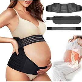 4 in 1 Pregnancy Support Belt Maternity & Postpartum Band - Our Maternity Belt Relieve (Abdomen, Waist, Pelvis Pain & Offer Back Support) Pregnancy Support Belt Black M: 10-12 [80cm - 110cm]