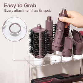 HAVICATO Hair Tool Holder for Dyson Airwrap Attachments, Storage Holder Compatible with Shark FlexStyle FlexFusion, Acrylic Display Rack Countertop Organizer Wall Mount for Hair Stylers, Clear&White