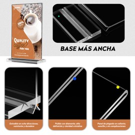 CHENGBAO 6 Juegos Yakli Soporte de Letrero，Transparencia Menu Holder，Tipo T Acrilico Para Anuncios(21 * 15CM）