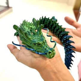 Christmas 3D Printed Chinese Dragon, 1 Count Creative Dragon Ornament, Room Decoration, Car Ornament, Gift Toy, Holiday Gift - Color: Blue & Green, Size: one-size