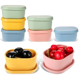mekueeex 8 pcs Silicone Snack Containers for Food Storage Containers with Lids, Reusable Small Snack Container, Stackable Silicone Lunch Box for Daycare and Travel (6.76 oz)
