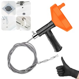 33 Feet Drain Snake Auger, Plumbing Snake Drain Hair Clog Removal Tool, Heavy Duty Toilet Snake Auger, Sink Unclogger Drain Cleaner Tool for Bathroom Kitchen Tub Shower Drain Clog Remover With Gloves