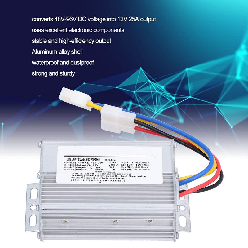 Tyenaza DC DC Converter 48V-96V to 12V 25A 300W Voltage