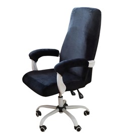 FORCHEER Office Chair Cover with Armrest Cover Black Velvet Stretch Computer Chair Covers with Arm Reat Slipcovers Large Washable