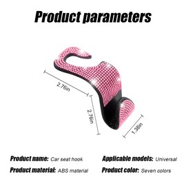 Bling Car Seat Headrest Hooks, 4PCS Handcrafted Rhinestones Seat Hanger Organizer for Handbag Purse Scarf, Universal for Cars, Auto Interior Accessories for Women Men (Pink)