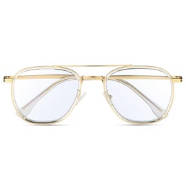 CCVOO Iconic Top Gun Aviator Reading Glasses - Premium Readers in Gold/Black - UV & Blue Light Blocking Lenses