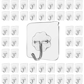 LABOTA LABOTA Haken Selbstklebend Wandhaken, 50 Stck Klebehaken Transparente Ohne Bohren, Handtuchhaken fr Kche Badezimmer Wand & Decke Aufh?nger, Max 10kg