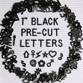 Black Letters for Letter Board Letters Only, 1 Inch Plastic Letters for Felt Letter Board Sign (378 Characters), Black Pre-cut Letterboard Letters for Changeable Message Board Replacement Accessories