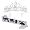 Feliz Cumpleaños Corona Y Faja Para Mujer Diademas Fiesta Plata