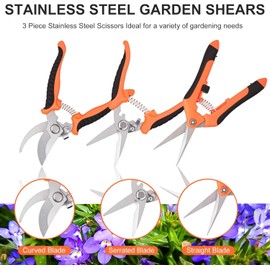 4 Pack Garden Pruning Shears Set,Heavy Duty Garden Bypass Pruning Shears Stainless Steel Blades, Cutting Tools,Ergonomic Grip for Pruning Scissors Flowers Fruit Trees (Orange)