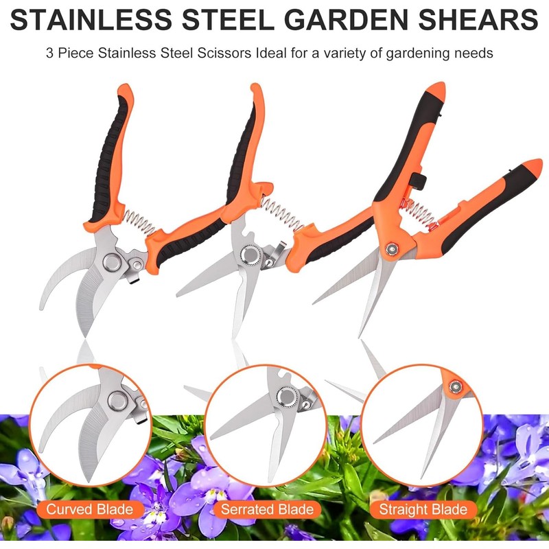 4 Pack Garden Pruning Shears Set,Heavy Duty Garden Bypass Pruning