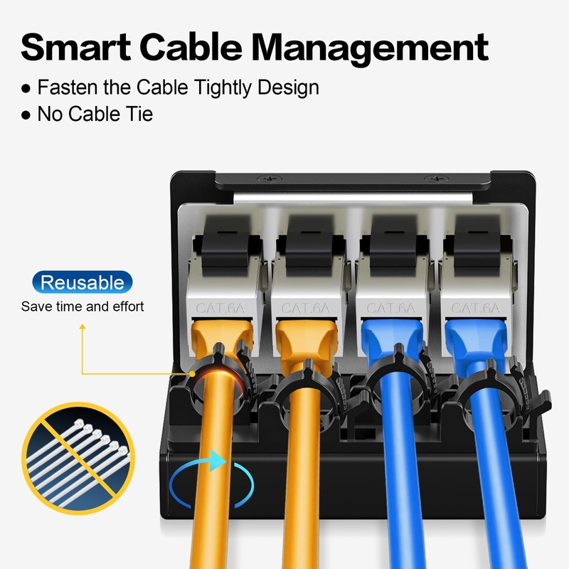 PBAEGAV Patch Panel 4 Port with 4pcs Cat6A Keystone Jack【EC