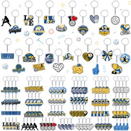Tondiamo 100 Pcs Volleyball Acrylic Keychains Bulk Sports Ball Key Chains for Team Funny Volleyball Gifts for Party Favors Stuff School Carnival Team Reward, Bag Gift Fillers, 25 Styles