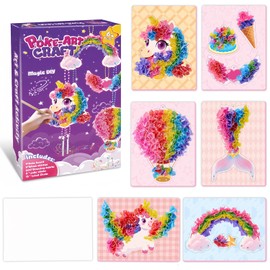 Glamifyr Poke Art Basteln Kinder,Geschenke Mädchen 6 Jahre,Poke in Art Kinder,DIY Regenbogen,Meerjungfrauenschwanz,Heißluftballon,Einhorn Spielzeug,für Geschenk Mädchen 4 5 6 7 8 9 10 Jahre