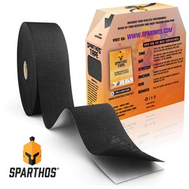Spartan Tape Kinesiology Tape - Bulk Large Clinical Jumbo - Free Kinesio Taping Guide! Support for Pro Athletic Sports and Recovery - Rocktape Rock Kinesiotape - Uncut 115 ft Roll (Black)
